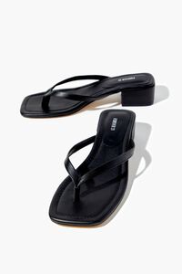 BLACK Thong Block Heel Sandals, image 1