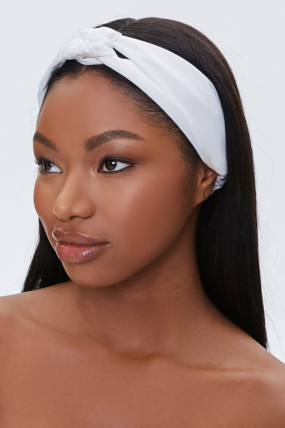 WHITE Twisted Silky Headwrap, image 1