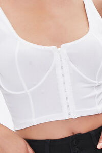 WHITE Ribbed Bustier Crop Top, image 5