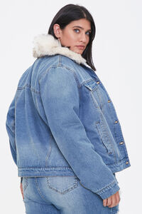 Plus Size Faux Fur-Trim Denim Jacket, image 3