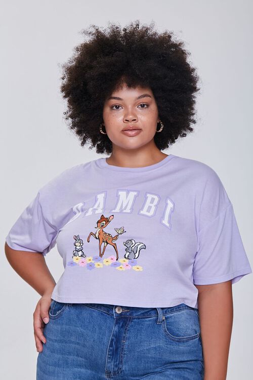 LILAC/MULTI Plus Size Bambi Graphic Cropped Tee, image 1
