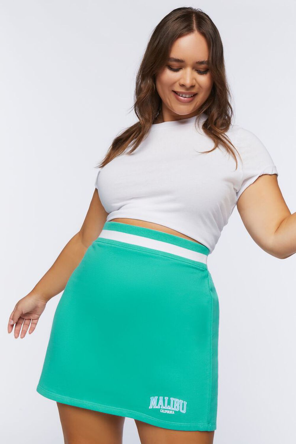 GREEN/MULTI Plus Size Malibu California Mini Skirt, image 1