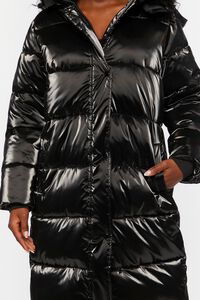 BLACK Longline Hooded Puffer Jacket, image 5