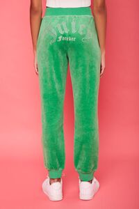 GREEN/SILVER Rhinestone Juicy Couture Velour Joggers, image 4