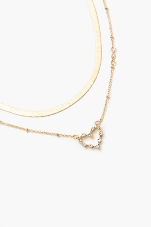 Rhinestone Heart Necklace Set