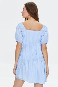 LIGHT BLUE Tiered Puff-Sleeve Mini Dress, image 3