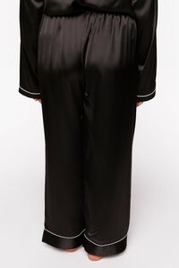 BLACK/WHITE Plus Size Satin Piped-Trim Pajama Pants, image 4