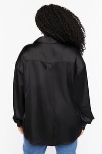 BLACK Plus Size Oversized Satin Shirt, image 3