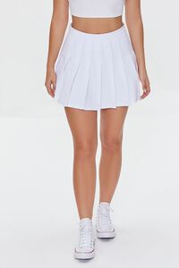 WHITE Pleated High-Rise Mini Skirt, image 2
