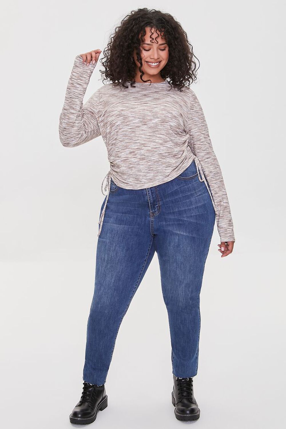Plus Size Marled Ruched Top