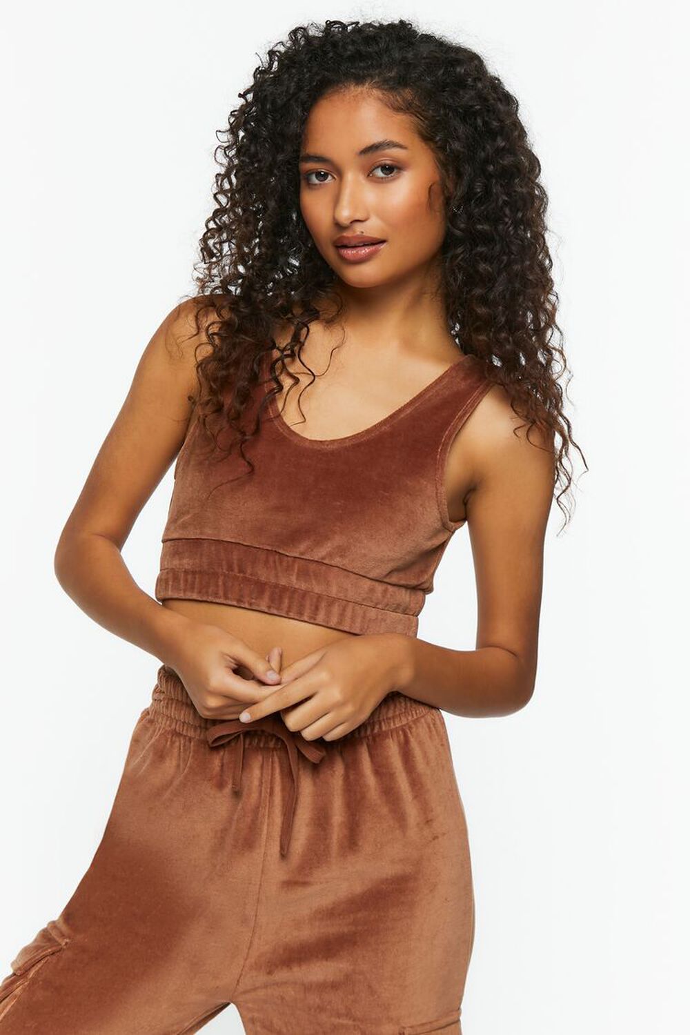 Velour Cropped Tank Top, image 1