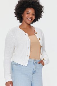 CREAM Plus Size Cropped Cardigan Sweater, image 1