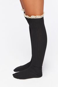 BLACK Crochet-Trim Over-the-Knee Socks, image 3