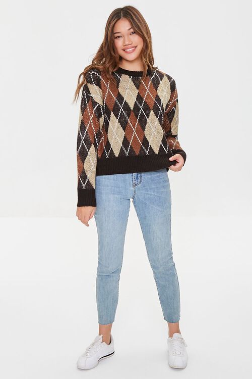 BROWN/MULTI Argyle Drop-Sleeve Sweater, image 4