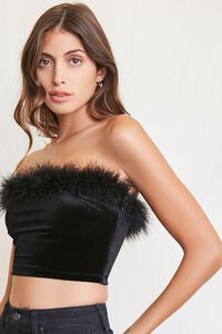 Feather-Trim Tube Top, image 2