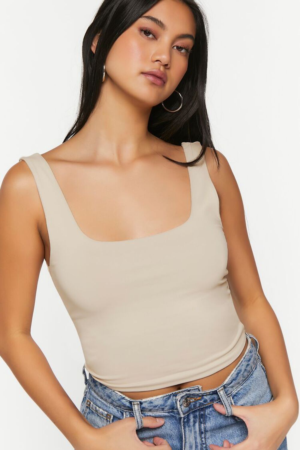 NEUTRAL GREY Cropped Tank Top, image 1