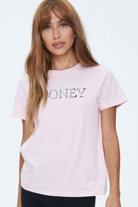 PINK/MULTI Faux Pearl Honey Graphic Tee, image 1