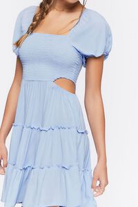 LIGHT BLUE Cutout Puff-Sleeve Mini Dress, image 5