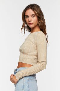 TAUPE Cropped Rib-Knit Sweater, image 2