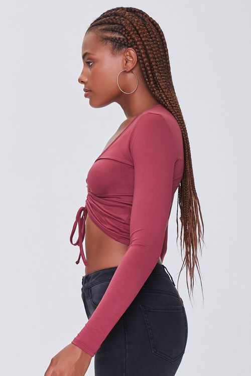 BERRY Ruched Drawstring Crop Top, image 2