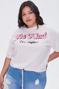 TAUPE/MULTI Plus Size Be Kind Cropped Graphic Tee, image 6