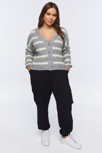 HEATHER GREY/MULTI Plus Size Striped Cardigan Sweater, image 4