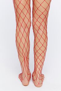 RED Sheer Fishnet Tights, image 4