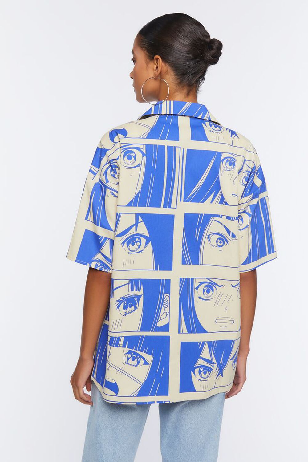 COBALT/MULTI Oversized Anime Print Shirt, image 3