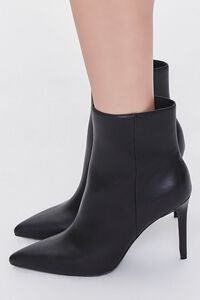 BLACK Faux Leather Stiletto Booties, image 2