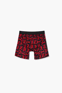 BLACK/RED Men Letter Print Boxer Shorts, image 2