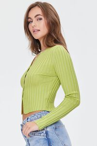 GREEN Ribbed Knit Cardigan Sweater, image 2