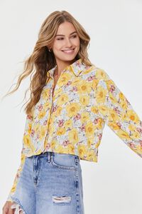 Floral Print Drop-Sleeve Shirt, image 1