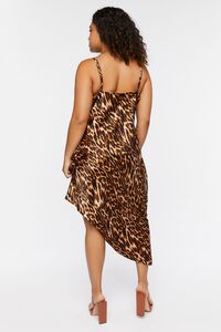 BROWN/MULTI Plus Size Satin Leopard Print Dress, image 3