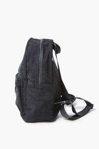 BLACK Corduroy Zippered Backpack, image 2