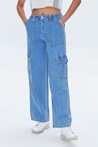 MEDIUM DENIM High-Rise Cargo Jeans, image 2