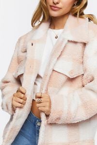 DUSTY PINK/CREAM Faux Fur Plaid Jacket, image 5