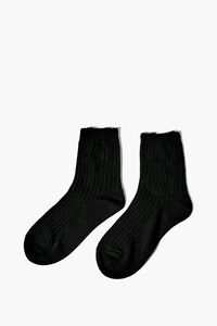 BLACK Distressed Crew Socks, image 6