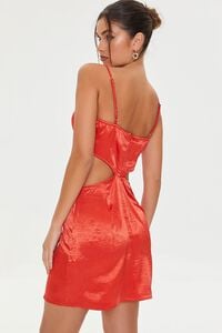 POMPEIAN RED  Satin Cutout Mini Dress, image 3