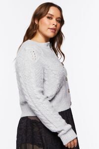 HEATHER GREY Plus Size Faux Pearl Cardigan Sweater, image 2