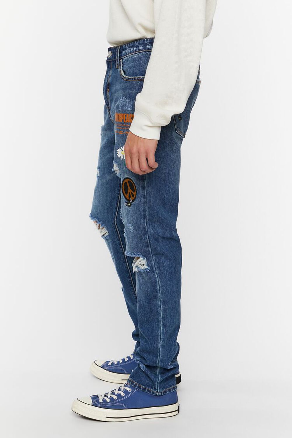 DARK DENIM Slim-Fit Patch Jeans, image 3