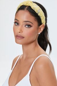 YELLOW Embroidered Floral Mesh Headband, image 3