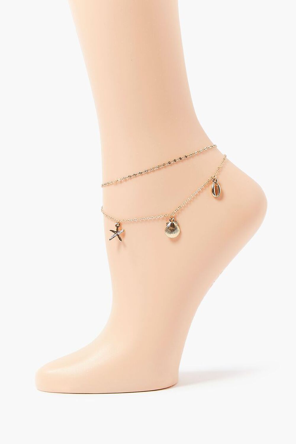 GOLD Seashell Charm Layered Anklet, image 1