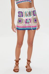 WHITE/MULTI Crochet Cropped Cami & Mini Skirt Set, image 6