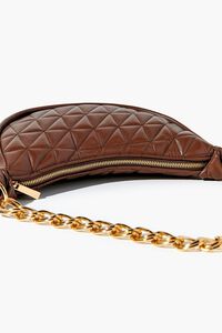 BROWN Quilted Faux Leather Shoulder Bag, image 4