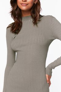 GREY Ribbed Knee-Length Sweater Dress, image 5