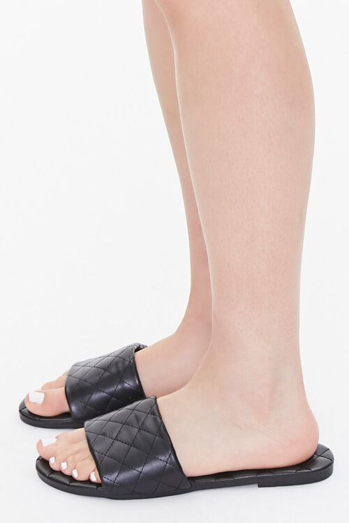 BLACK Quilted Slip-On Sandals, image 2