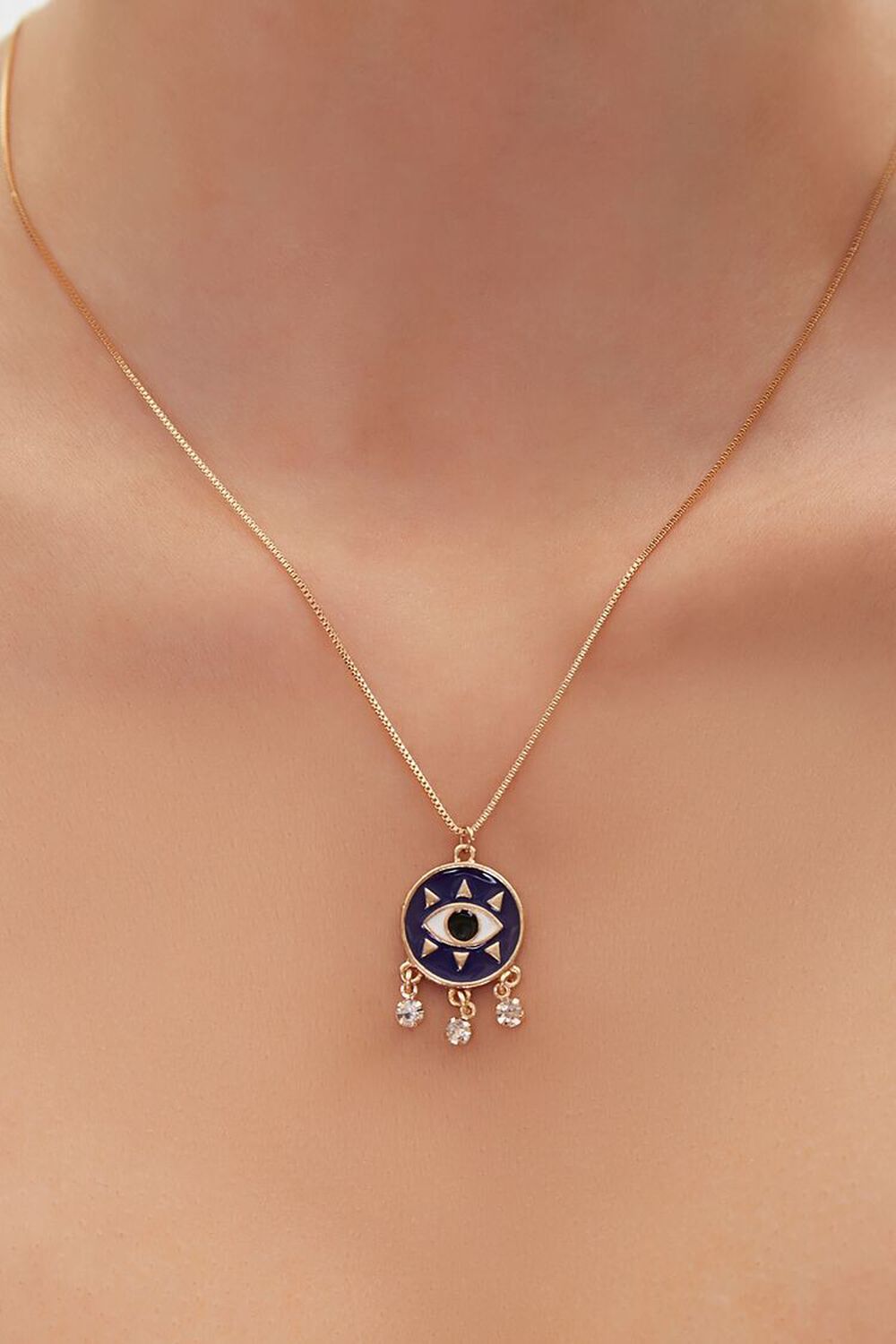 GOLD/BLUE Eye Pendant Necklace, image 1