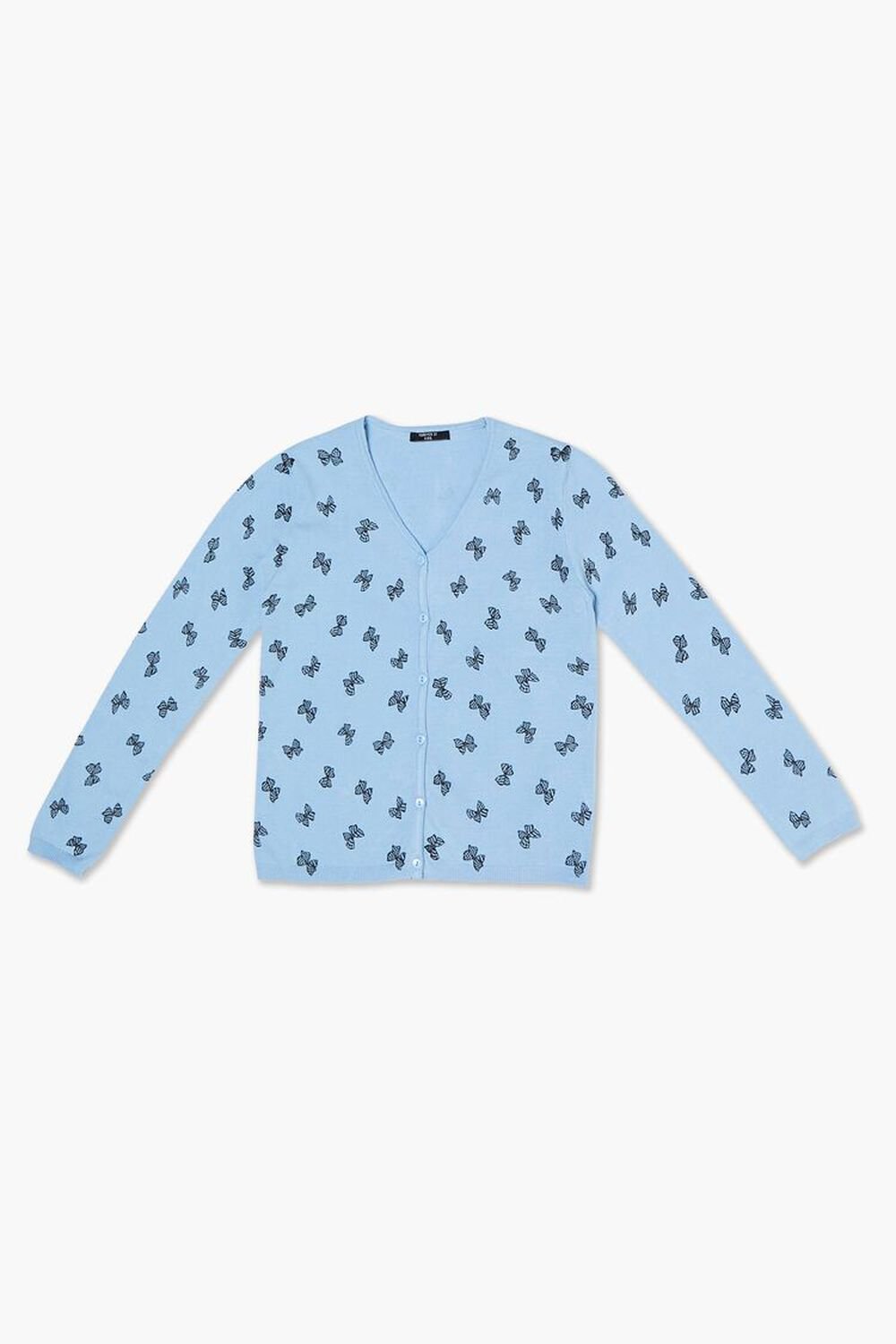 BLUE/BLACK Girls Butterfly Print Cardigan Sweater (Kids), image 1