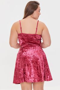 BURGUNDY Plus Size Velvet Cami & Skirt Set, image 3