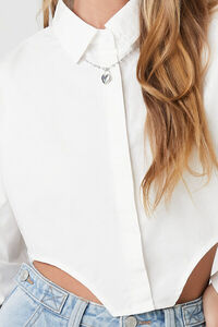 WHITE Cropped Curved-Hem Shirt, image 5